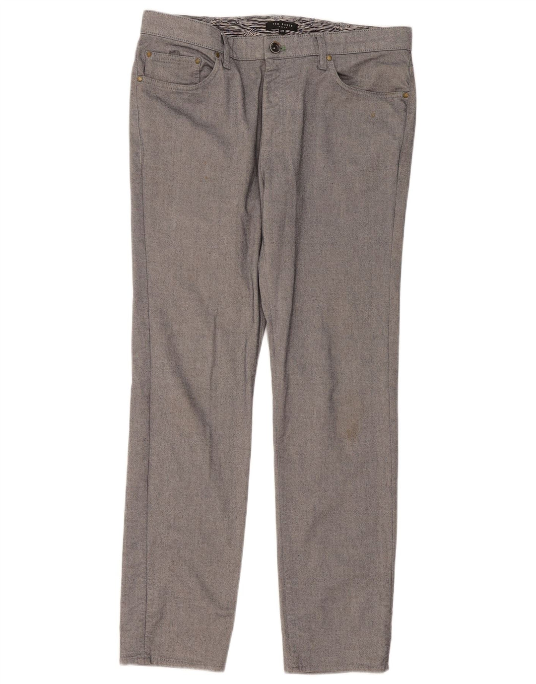 Ted Baker Slim Freizeithose für Herren, W32, L30, graue Baumwolle