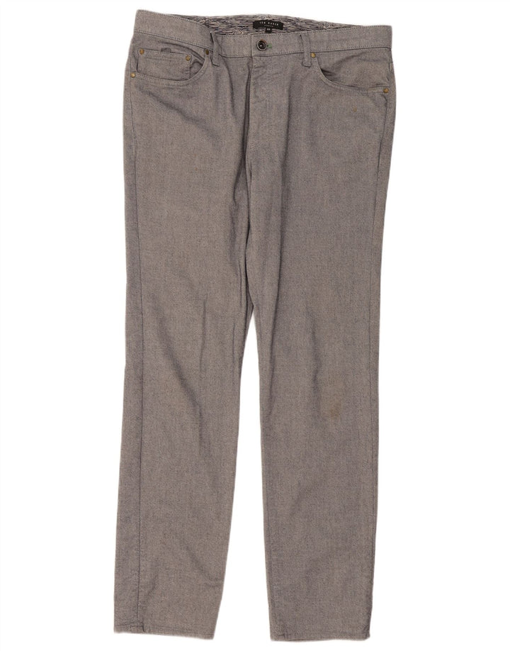 Ted Baker Slim Freizeithose für Herren, W32, L30, graue Baumwolle