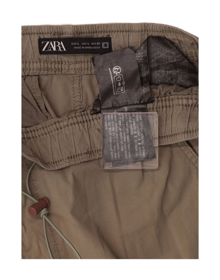 Gerade Cargo-Hose für Herren von Zara, Größe L, W32, L28, Khaki, Baumwolle