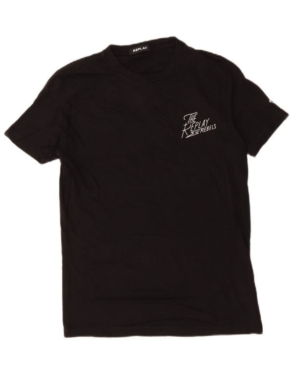 Replay Herren-T-Shirt mit Grafik, mittelschwarze Baumwolle