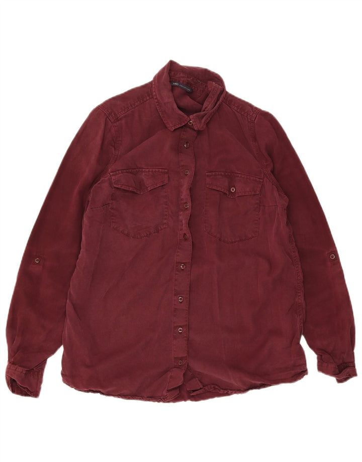 Marks & Spencer Damen Jeanshemd UK 10 Small Burgund Lyocell