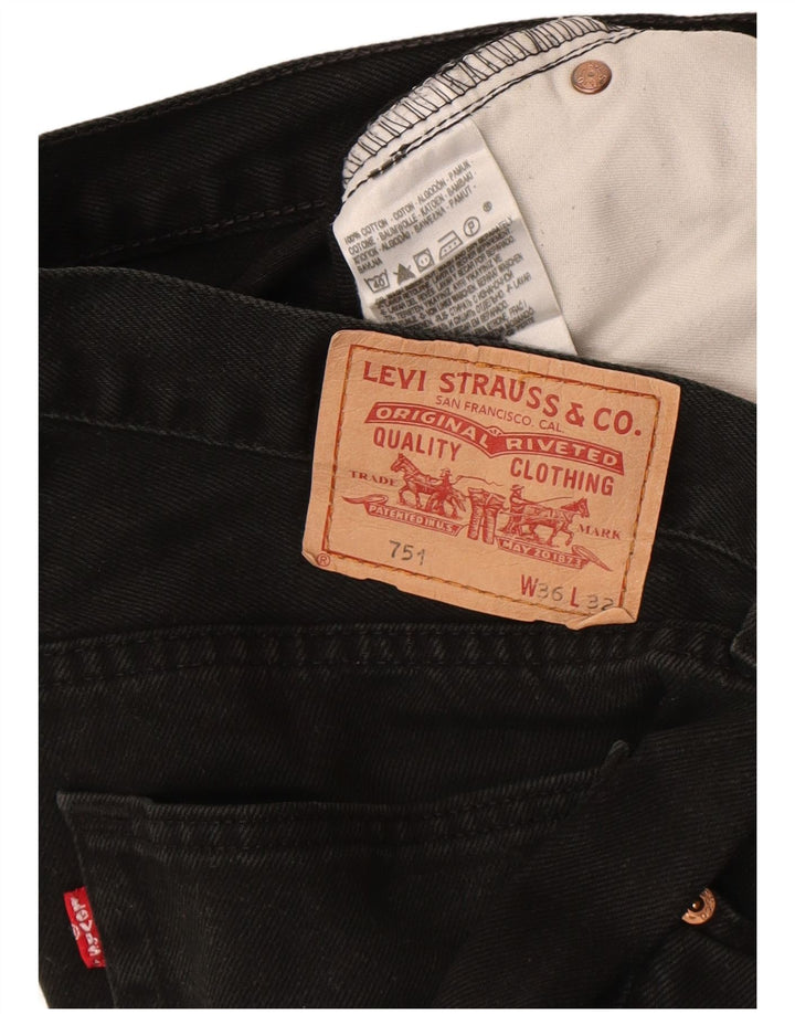 Levi's Herren 751 Straight Jeans W36 L28 Schwarze Baumwolle
