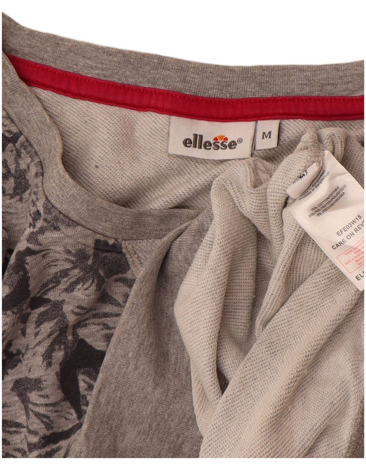 Ellesse Damen-Sweatshirt-Pullover in Übergröße, UK 14, mittelgraue, geblümte Baumwolle