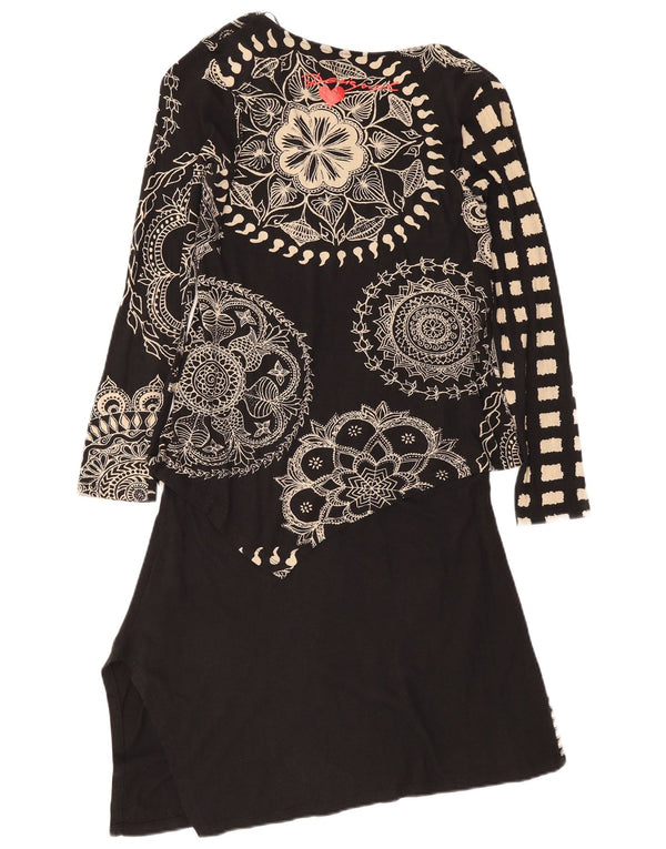Desigual Damen grafisches asymmetrisches Kleid UK 14 Medium Black Floral