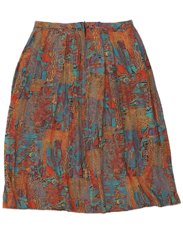Vintage Damen A-Linie Rock UK 8 Small W34 Mehrfarbige geometrische Viskose