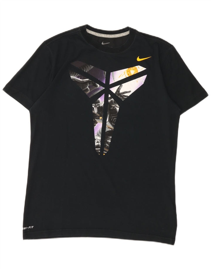 Nike Herren Dri Fit Graphic T-Shirt-Oberteil aus mittelschwarzer Baumwolle