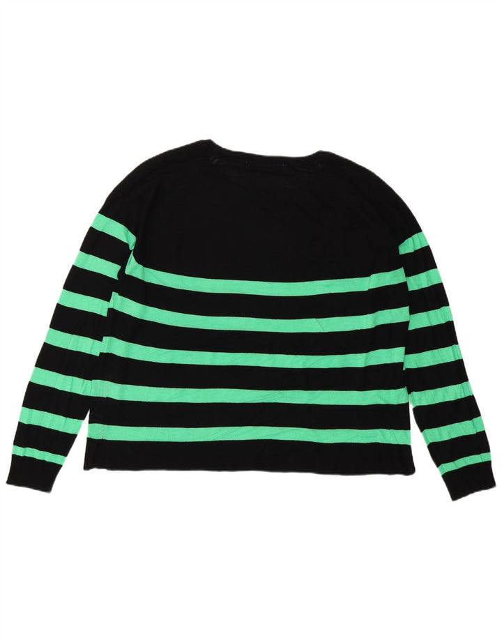 Zara Damen-Pullover mit abstraktem Muster und U-Boot-Ausschnitt, Gr. 14, mittelschwarz