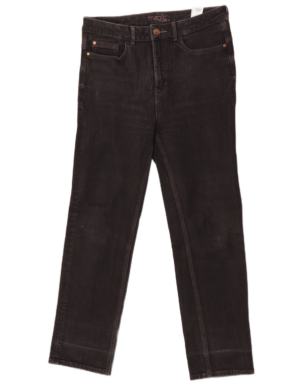 Marks & Spencer Damen Straight Jeans UK 12 Medium W32 L27 Schwarze Baumwolle