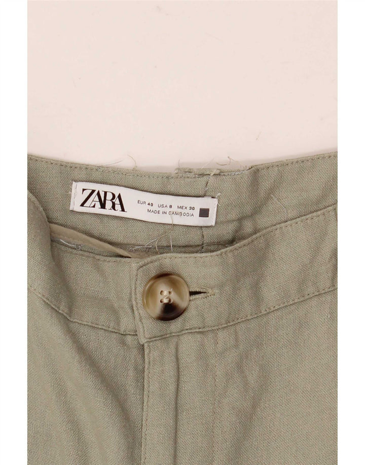 Gerade Chino-Hose für Damen von Zara, EU 40, Mittel W30 L27, Khaki