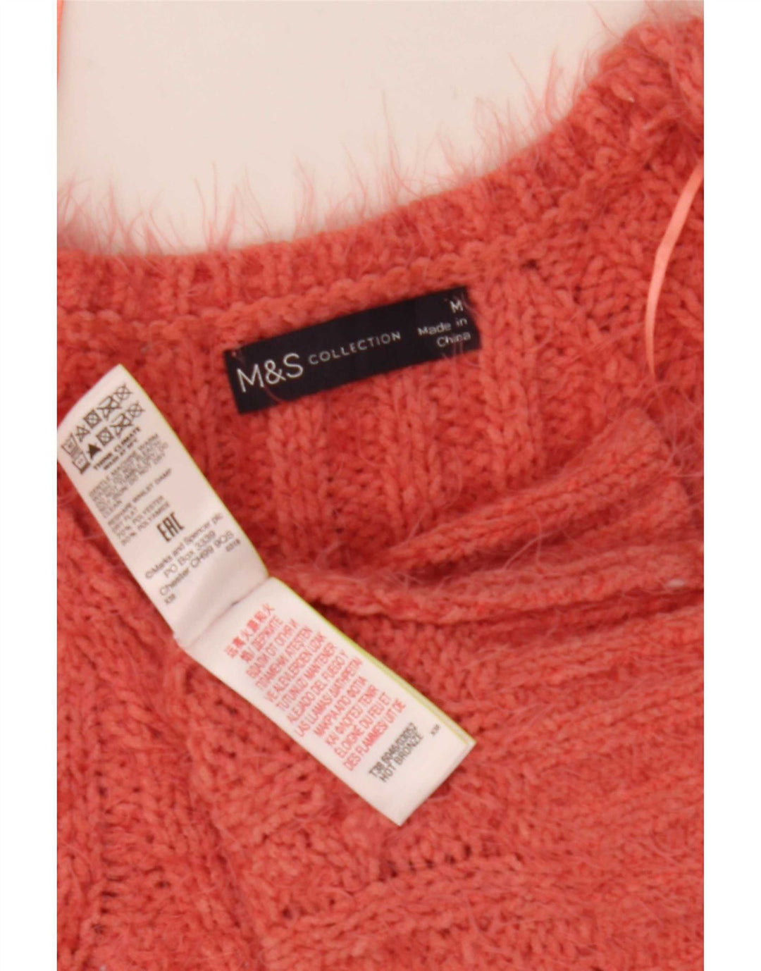 Marks & Spencer Damen-Pullover mit V-Ausschnitt, UK 12, Mittelrosa, Polyester