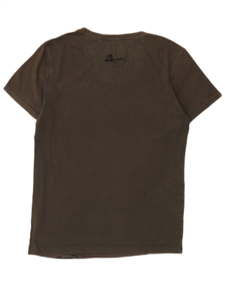 Desigual Herren Grafik-T-Shirt-Oberteil aus mittelbrauner Baumwolle