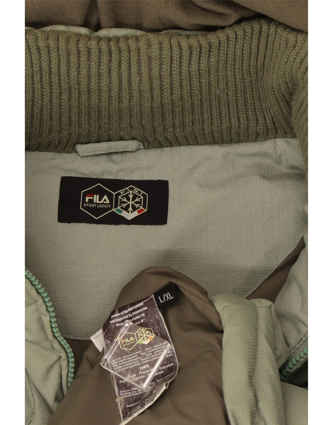 Fila Herren-Jacke mit Kapuze, gepolstert, Größe 40, Grün