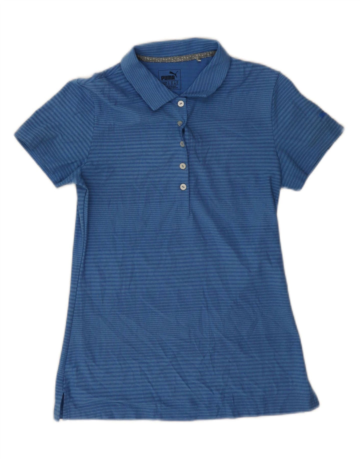 PUMA Womens Polo Shirt UK 8 Small Blue Striped Vintage Puma and Second-Hand Puma from Messina Hembry 