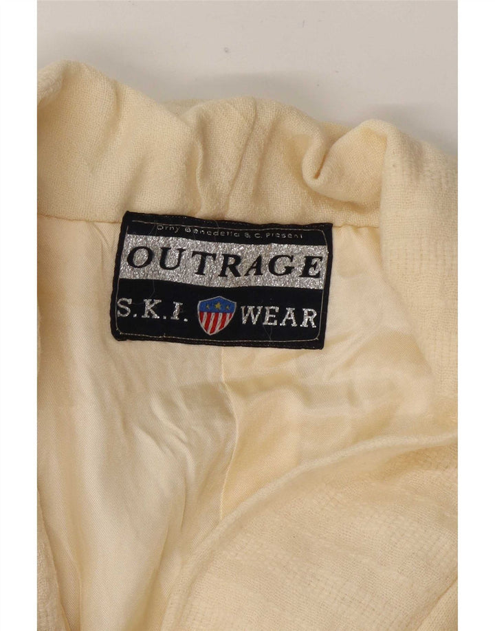 Outrage Ski-Strick-Blazer für Damen, UK 14, Mittel, gebrochenes Weiß, Farbblock