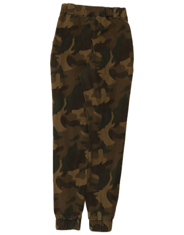 Hollister Damen Joggers Freizeithose XS W24 L30 Khaki Camouflage Baumwolle