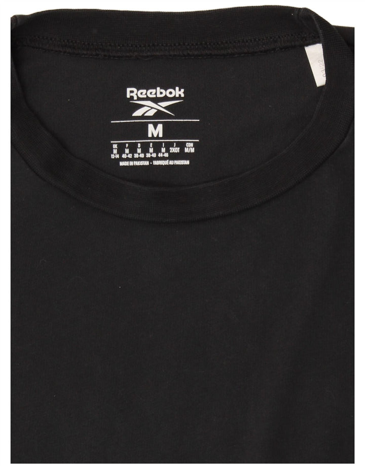 REEBOK Damen Übergroßes Grafik-T-Shirt-Oberteil UK 12/14 Medium Schwarz