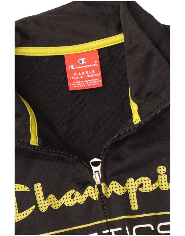 Champion Jungen-Trainingsanzugoberteil mit Grafik, 13–14 Jahre, XL, Schwarz