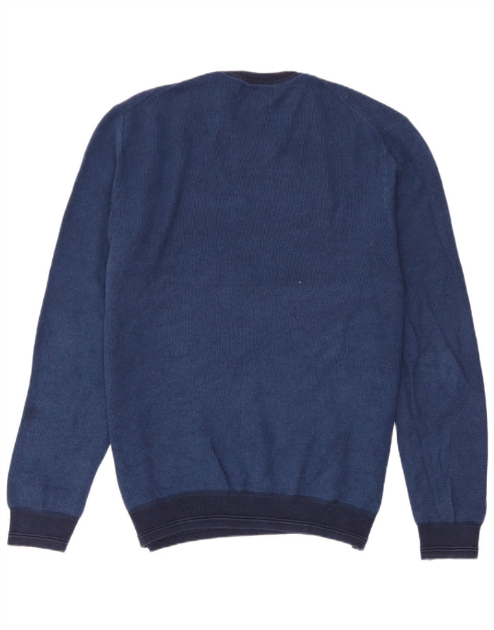 Marks & Spencer Herren-Pullover mit Rundhalsausschnitt, XL, blaue Baumwolle