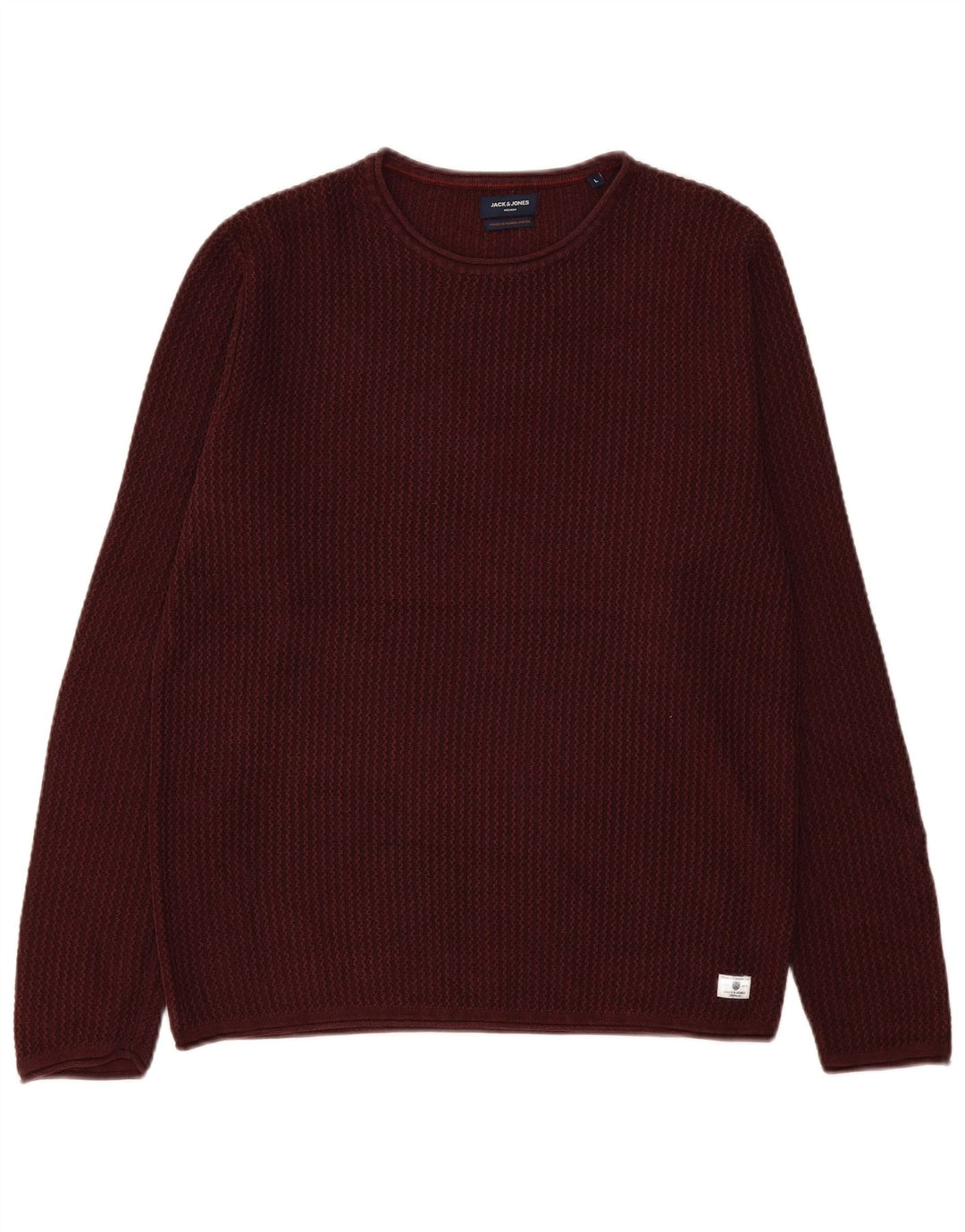 Jack & Jones Herren-Pullover mit Rundhalsausschnitt, Größe L, Burgunderrot
