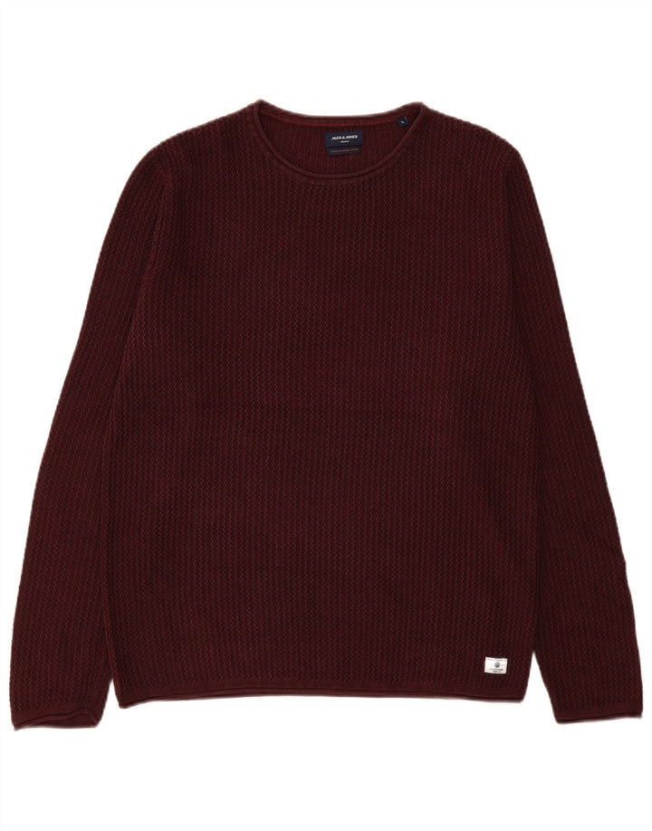 Jack & Jones Herren-Pullover mit Rundhalsausschnitt, Größe L, Burgunderrot
