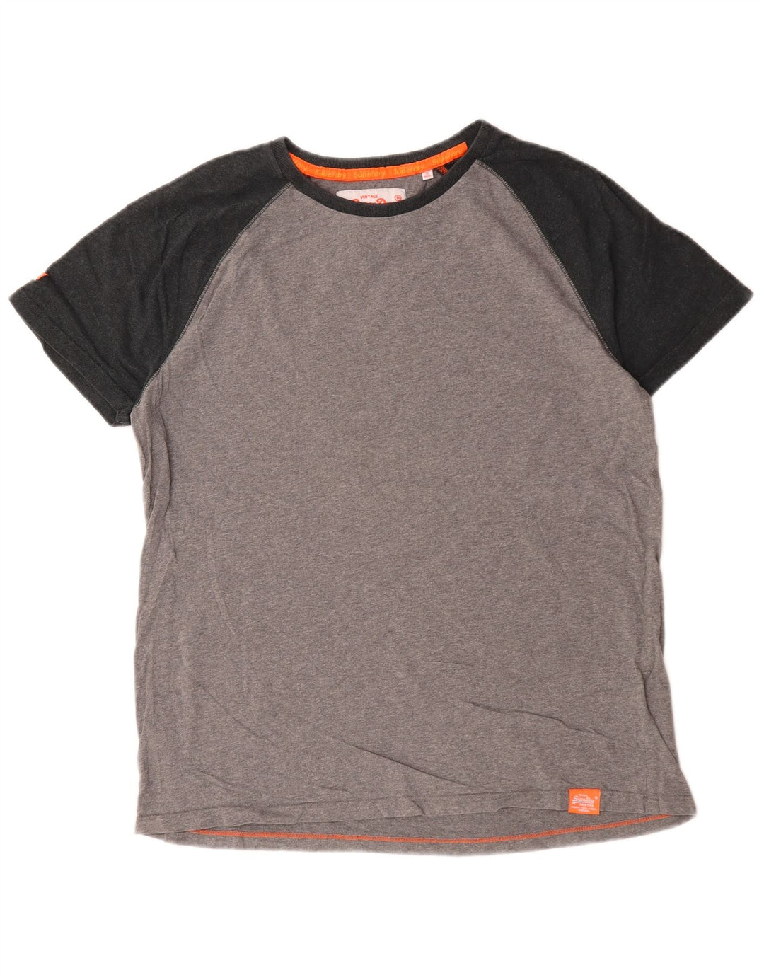 Superdry Herren-T-Shirt-Oberteil 2XL aus grauer Colourblock-Baumwolle