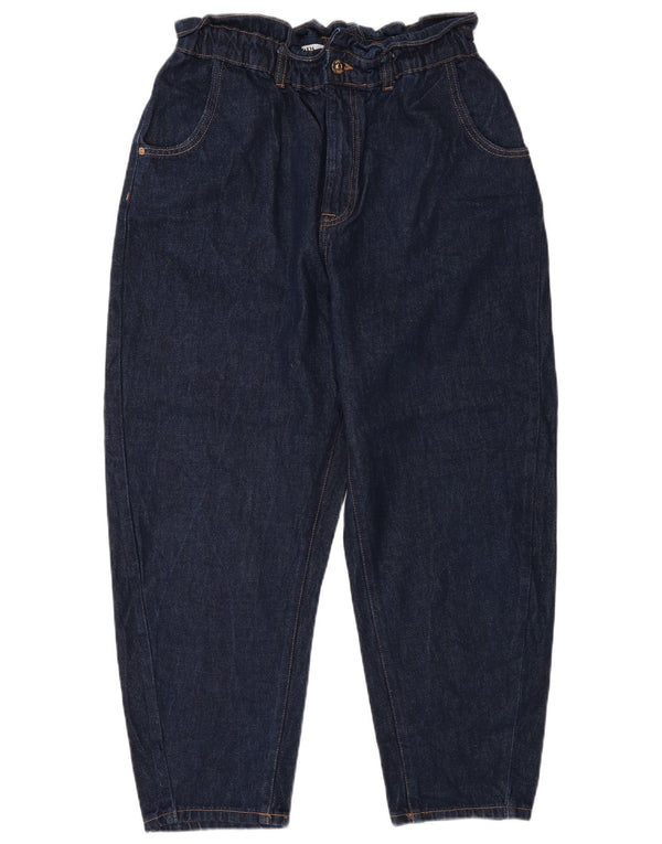 Zara Womens High Waist Crop Tapered Jeans EU 42 Large W32 L24 Navy Blue