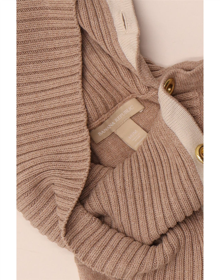 Banana Republic Damen-Pullover mit Knopfkragen, Gr. 14, Mittelbeige