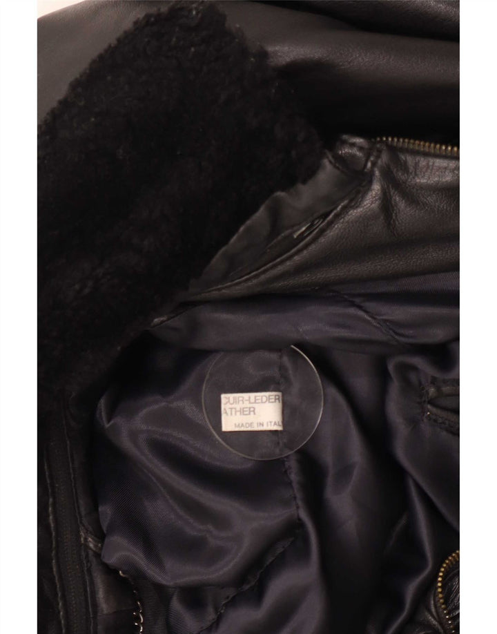 Vintage Herren Lederjacke IT 52 XL Schwarz