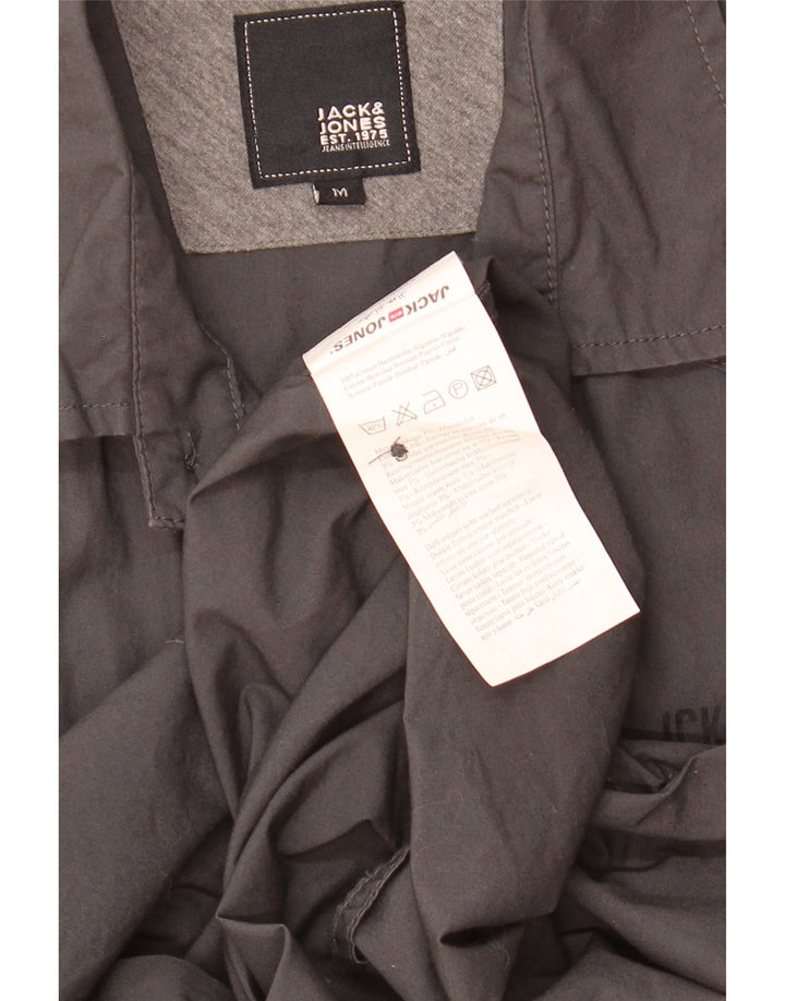 Jack & Jones Grafisches ärmelloses Herrenhemd aus mittelgrauer Baumwolle
