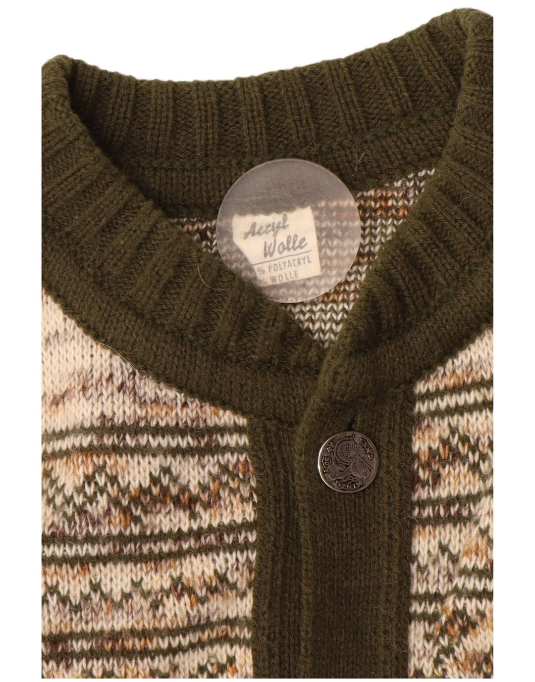 Vintage Herren Cardigan Pullover Mittelgrün Fair Isle Acryl