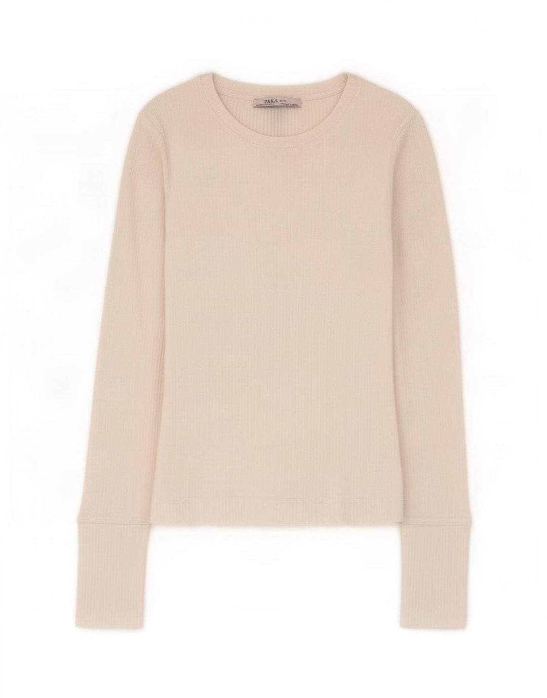 Zara Damen Crop Top Langarm UK 8 Small Weiß