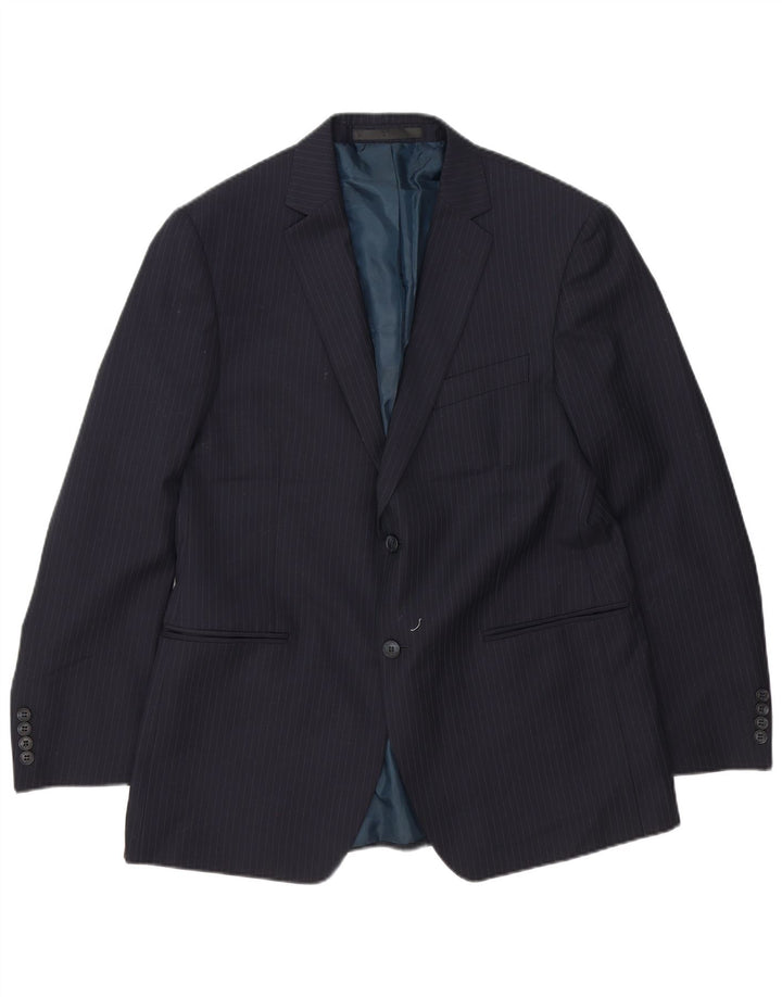 Marks & Spencer Herren-Blazer mit 2 Knöpfen, UK 42, XL, Marineblau, Nadelstreifen