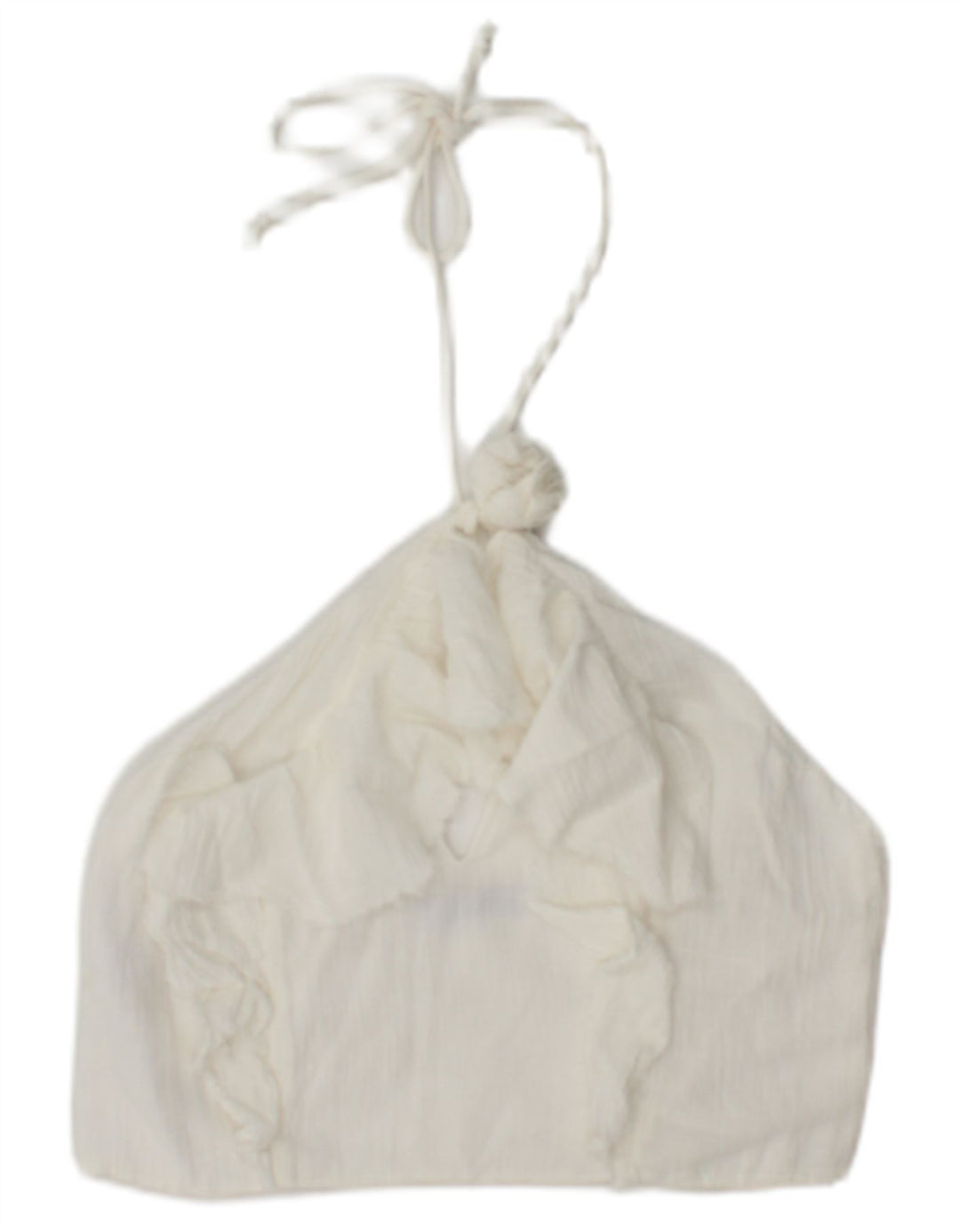 Zara Damen Neckholder-Top UK 12 Mittelweiße Baumwolle