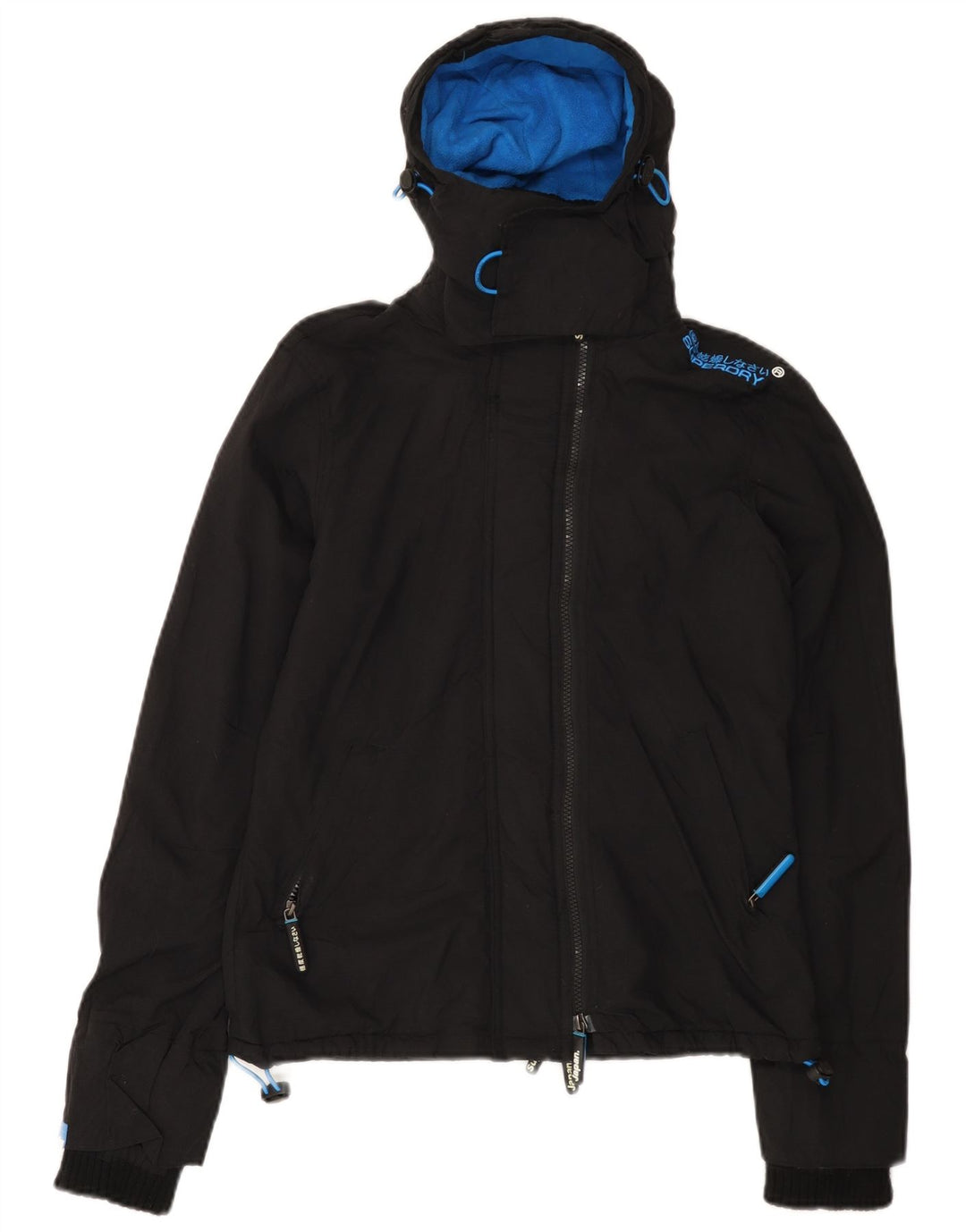 SUPERDRY Herren Windcheater Kapuzen-Windbreakerjacke UK 36 Small Schwarz