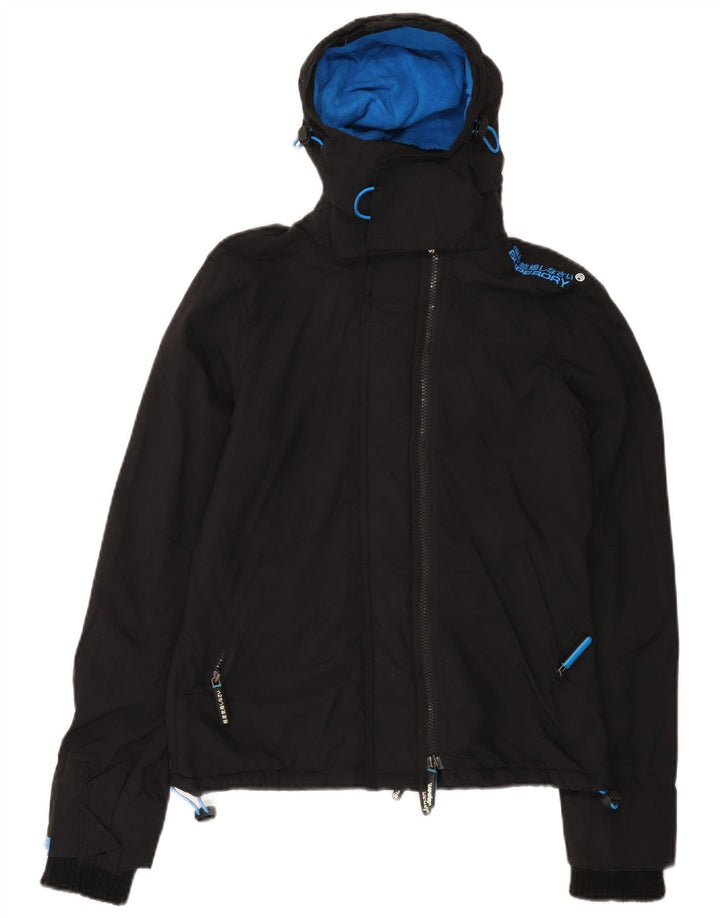 SUPERDRY Herren Windcheater Kapuzen-Windbreakerjacke UK 36 Small Schwarz