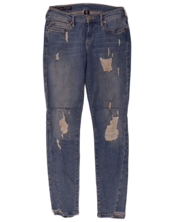 True Religion Damen Halle Mid Rise Super Skinny Jeans W26 L29 Blaue Baumwolle