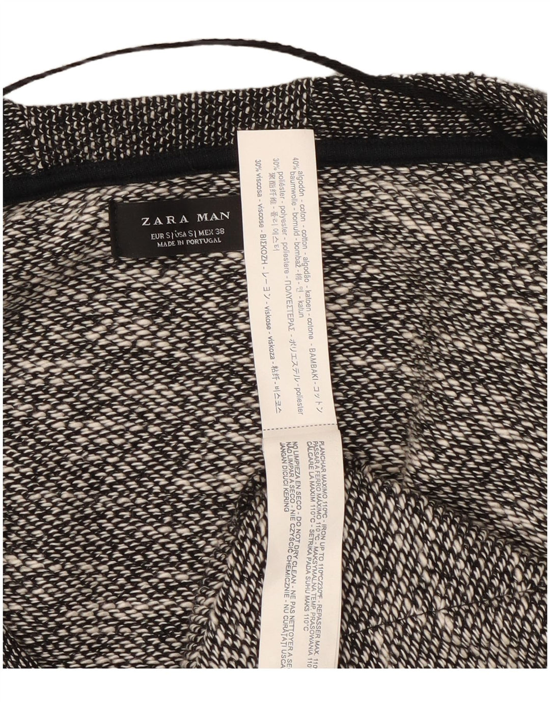 Zara Herren-Strickjacke, klein, schwarz gefleckte Baumwolle