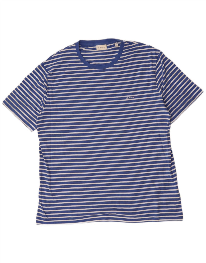 Gant Herren T-Shirt Top 2XL blau gestreift aus Baumwolle