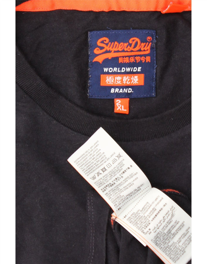 SUPERDRY Herren T-Shirt Top 2XL Marineblau aus Baumwolle