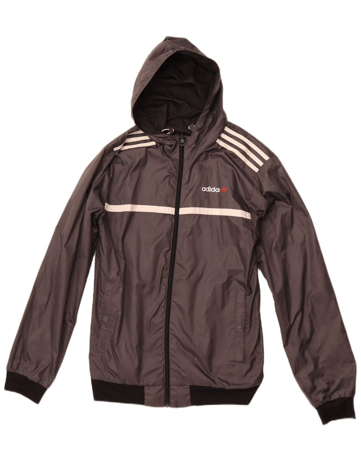 ADIDAS Herren Kapuzen-Wendejacke UK 36 Small Grau Polyester