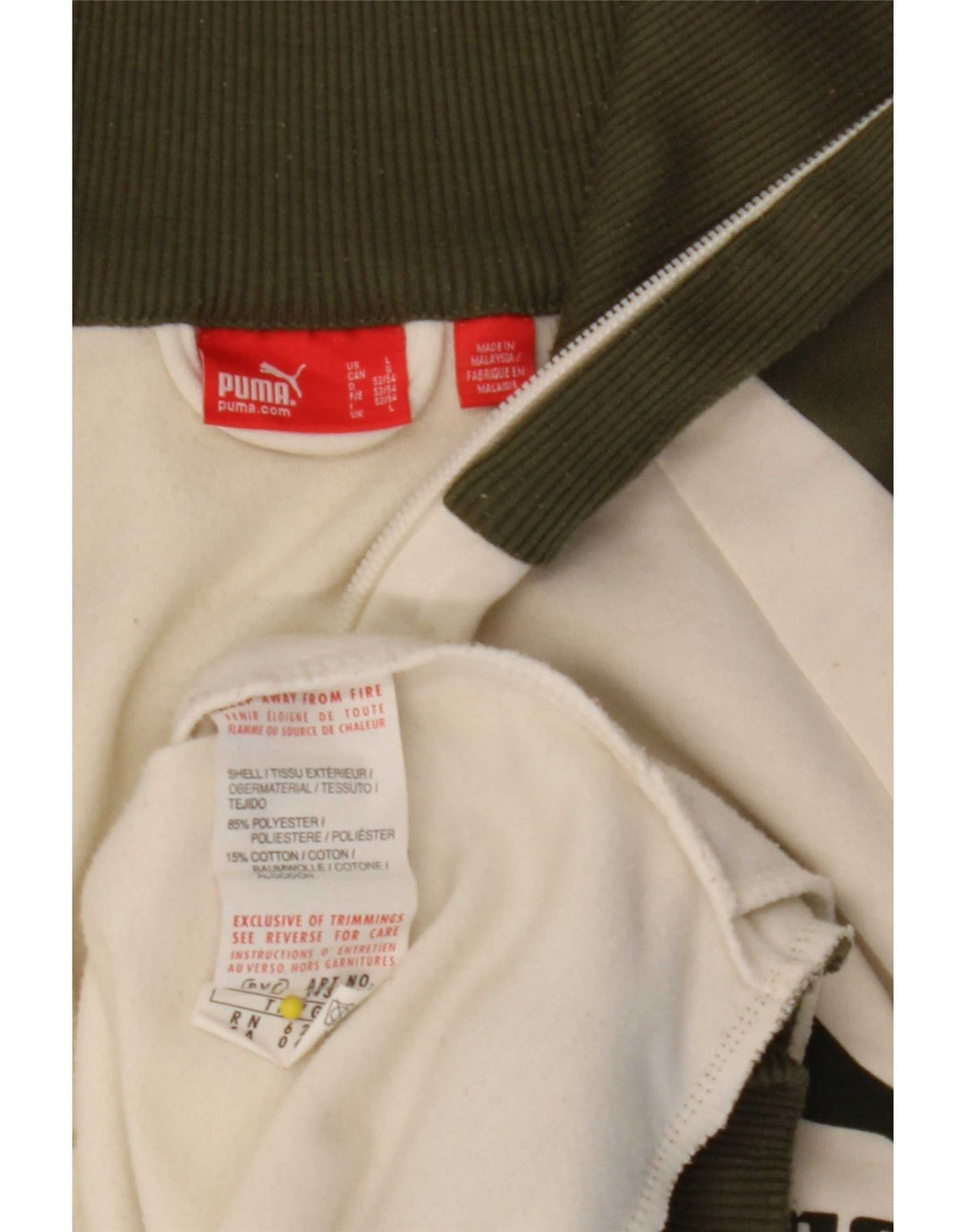 Puma Herren-Trainingsanzugoberteil mit Grafik, groß, weißes Farbblock-Polyester