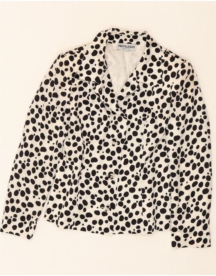 PRIVILEGIO Womens 3 Button Blazer Jacket IT 42 Medium White Spotted Vintage Privilegio and Second-Hand Privilegio from Messina Hembry 