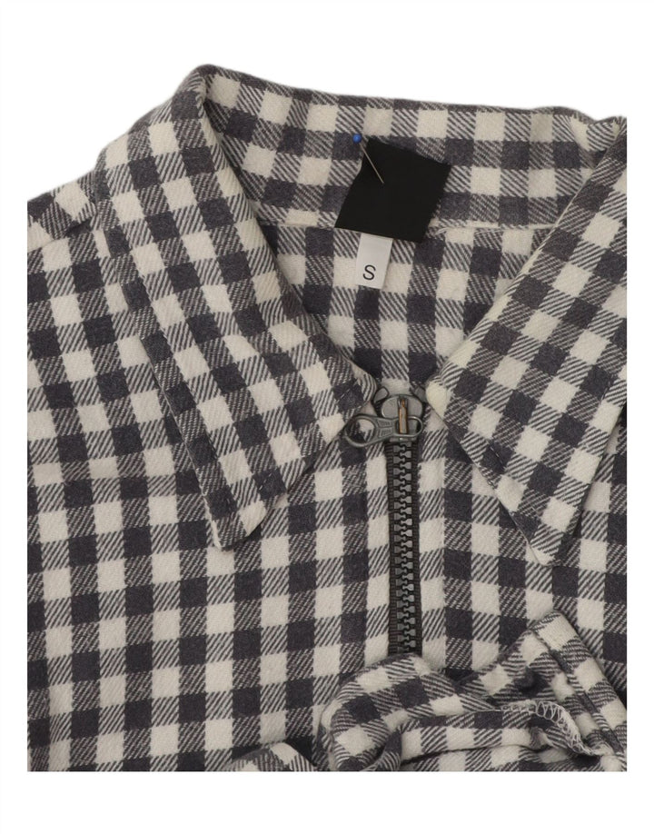 Vintage Damen Teddybär übergroßes Flanellhemd UK 10 Small Grey Gingham