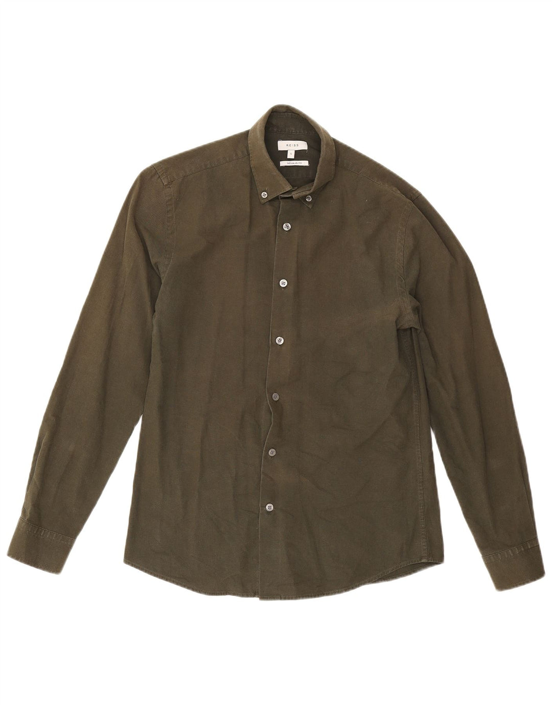Reiss Herren-Hemd mit normaler Passform, Größe S, Khaki, Baumwolle