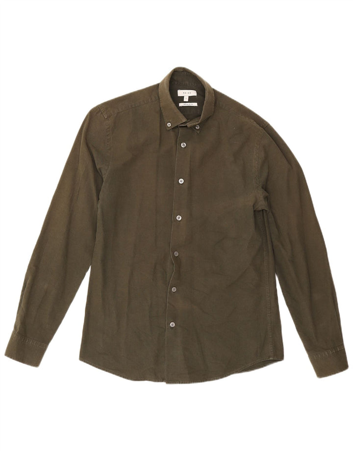 Reiss Herren-Hemd mit normaler Passform, Größe S, Khaki, Baumwolle