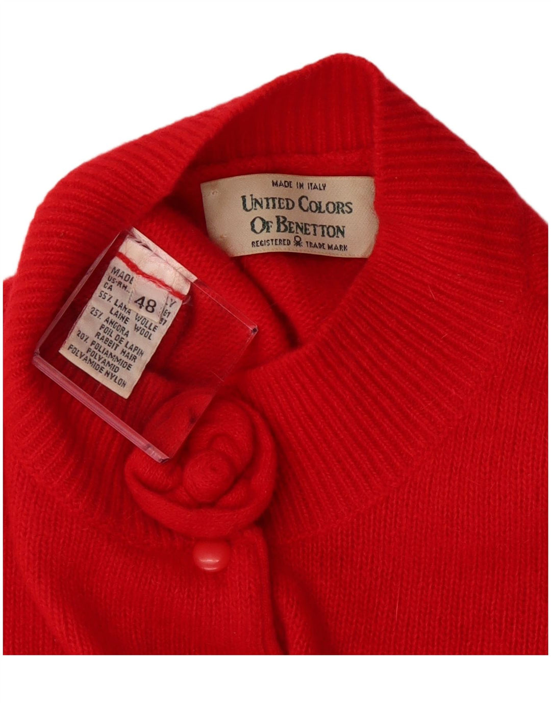 BENETTON Womens Crop Button Neck Pullover Pullover IT 48 XL Rote Wolle