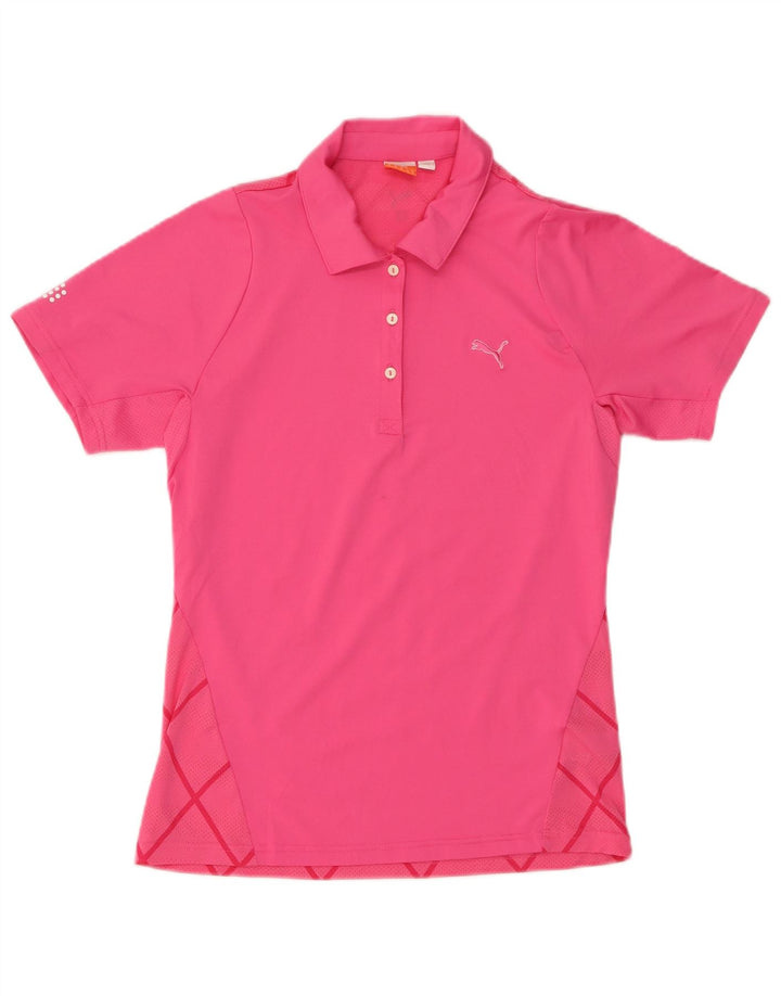 PUMA Damen Poloshirt UK 12 Mittelrosa geometrisches Polyester