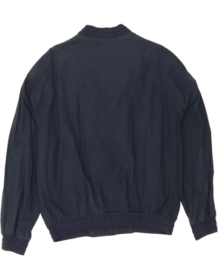 WAMPUM Mens Bomber Jacket UK 42 XL Navy Blue Acetate Vintage Wampum and Second-Hand Wampum from Messina Hembry 