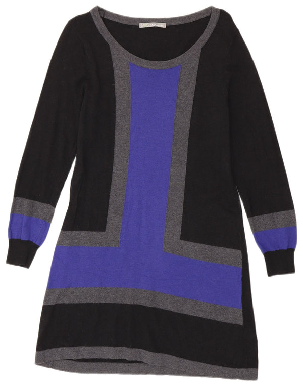 Marks & Spencer Damen Pulloverkleid UK 14 Mittelschwarze Colourblock-Viskose