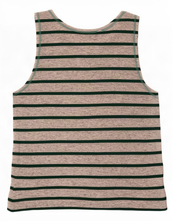 Vintage Mens Vest Top Medium Grey Striped
